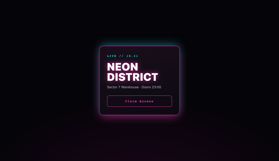 Cyberpunk Neon Glow Interactive Card — preview