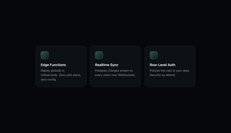 Dark Mode Tech Feature Grid Card — preview