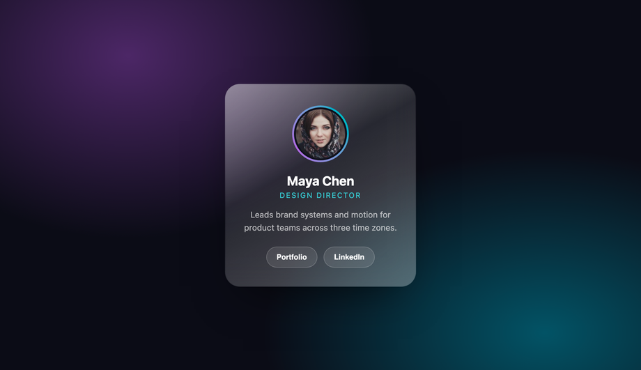 Glassmorphism 3D Parallax Team Card — preview