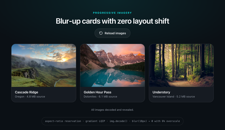 Blur-to-Sharp Lazy Image Card — preview