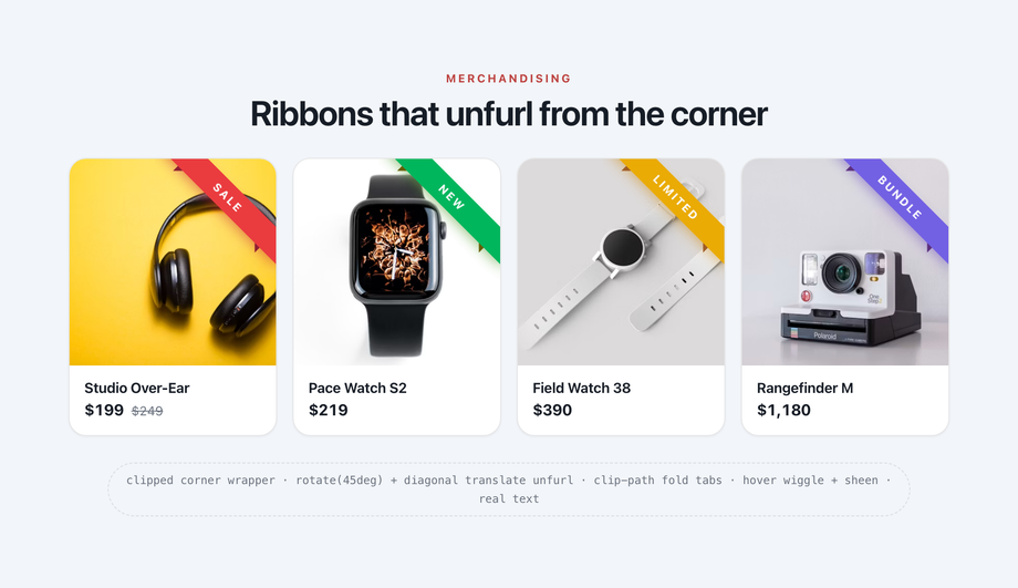 Corner Ribbon Slide Animation — preview
