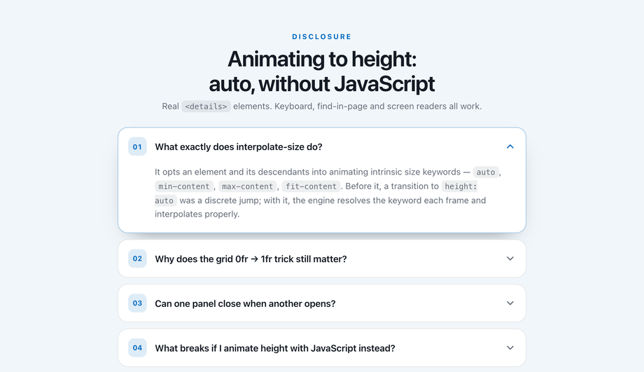 CSS Expand Collapse Card (Pure CSS Height Auto) — preview