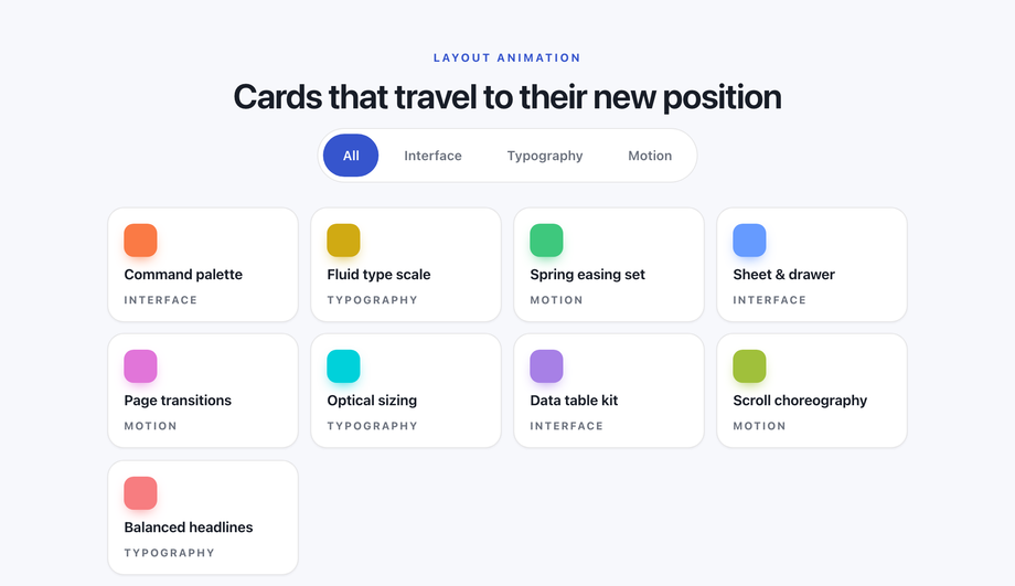 Filter Re-Layout with FLIP — preview