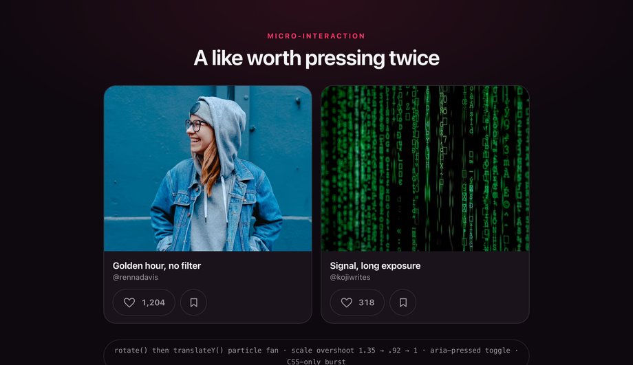 Like/Save Burst Micro-Interaction — preview