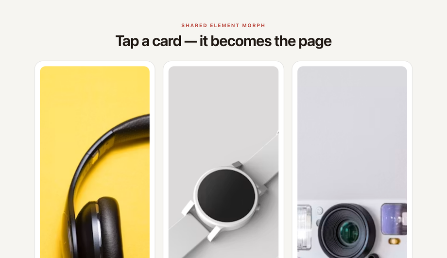 View Transitions Card-to-Detail Morph — preview