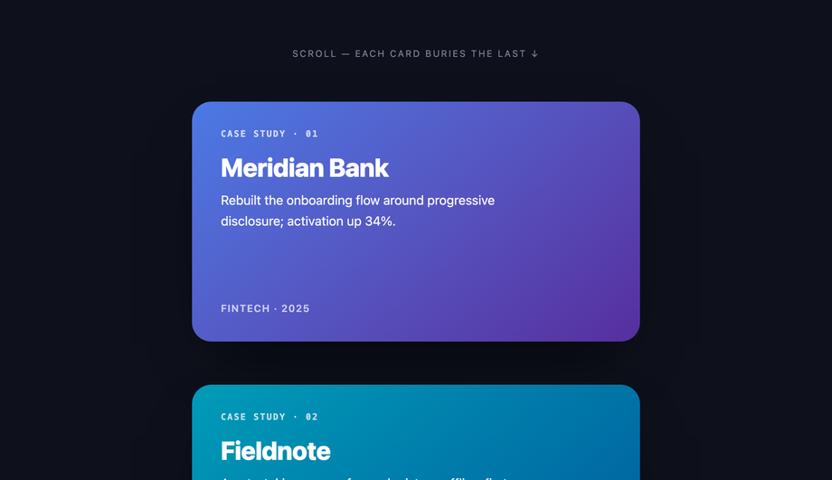 CSS Stacking Cards (Sticky Stack) — preview