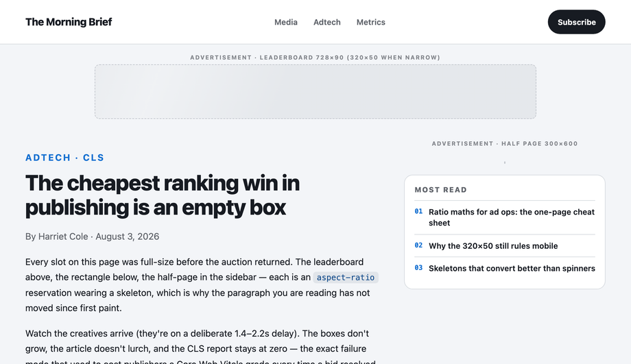 CSS Aspect Ratio Ad Banner Container — preview