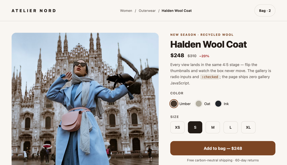 CSS Aspect Ratio Product Image Gallery — preview