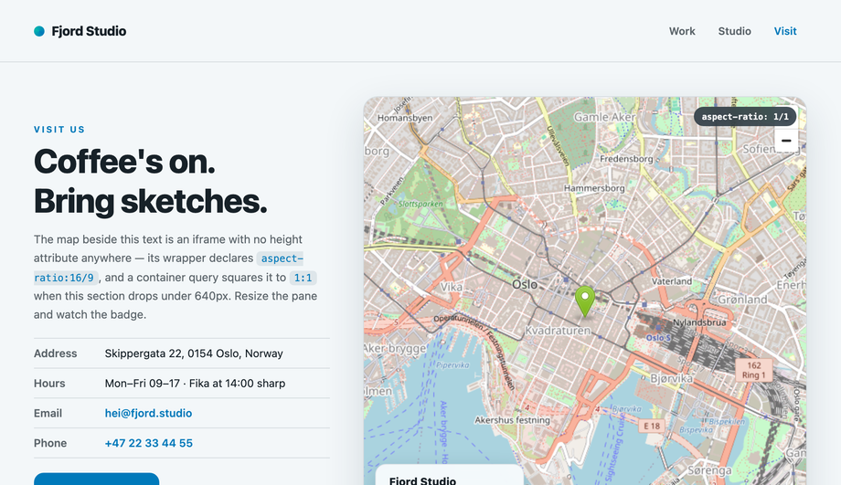 CSS Aspect Ratio Responsive Map Box — preview