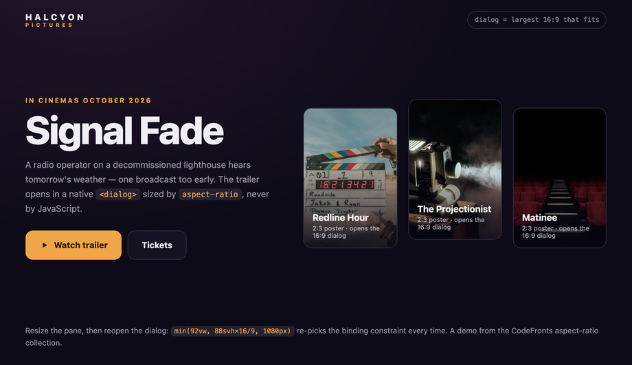 CSS Aspect Ratio Responsive Modal Dialog — preview