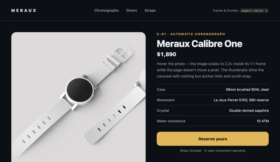 CSS Aspect Ratio Zoom Thumbnail Carousel — preview