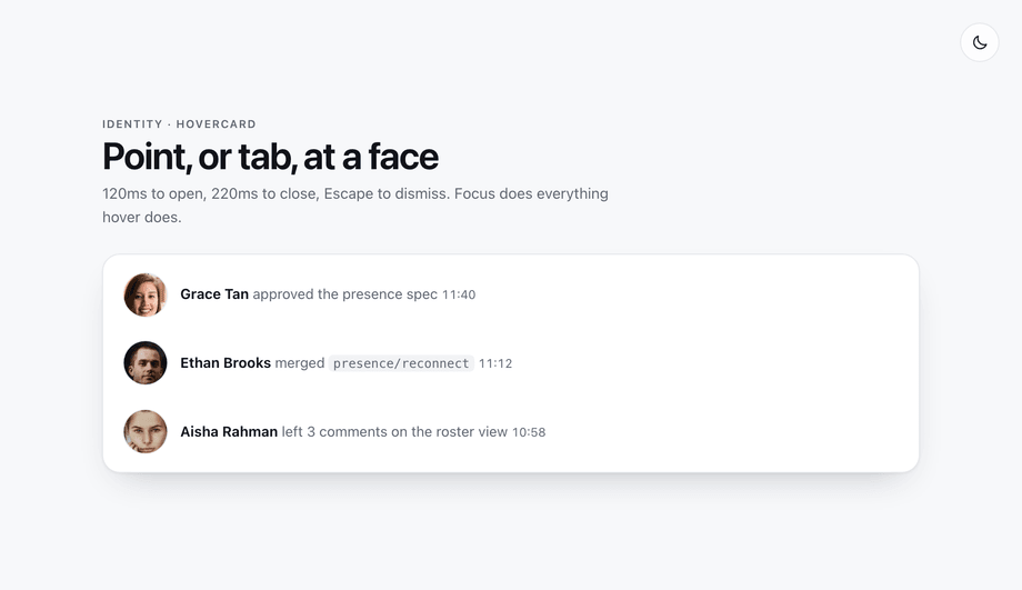 CSS Avatar with Hover Profile Card — preview