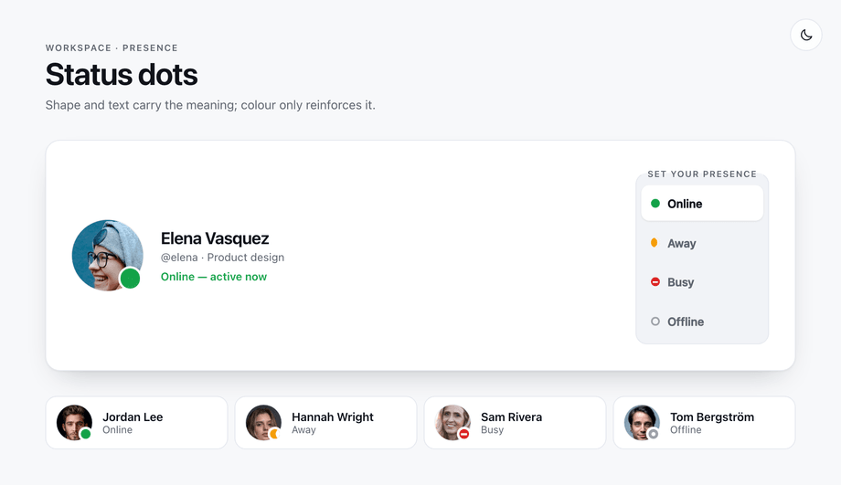 CSS Avatar with Online Status Dot — preview