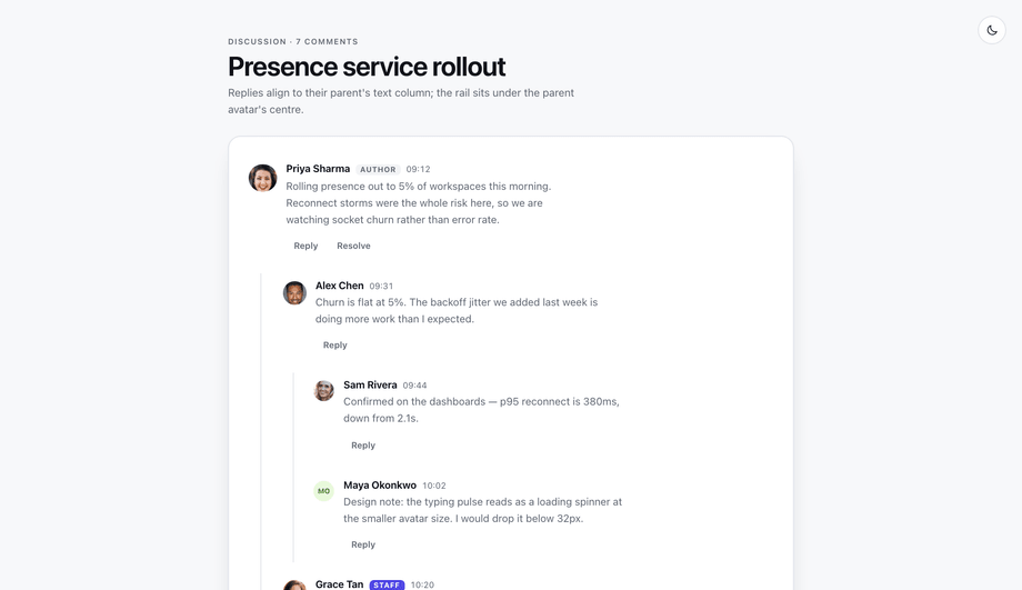 CSS Comment Thread Avatar Layout — preview