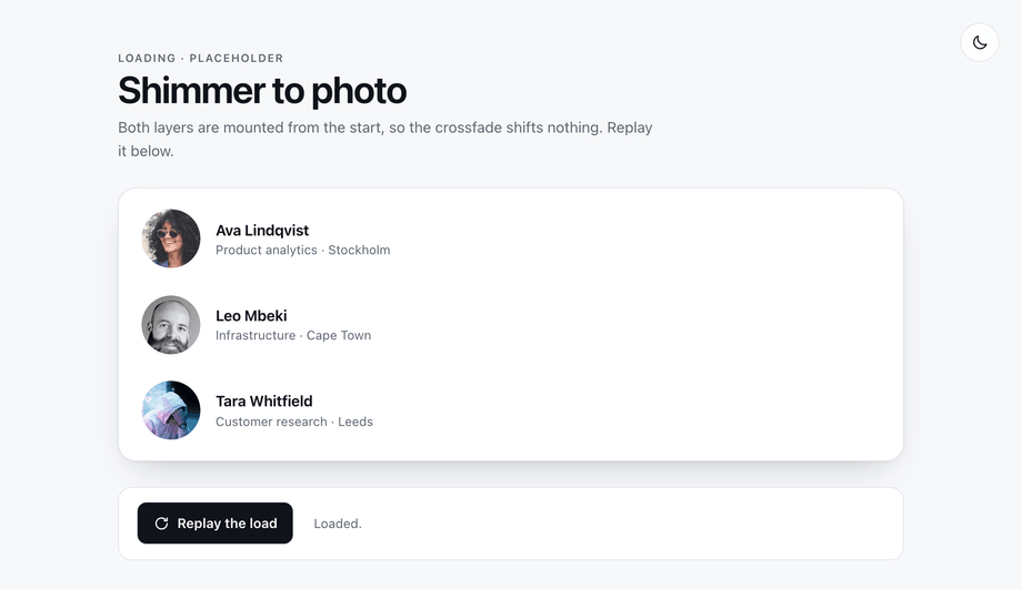 CSS Skeleton Loading Avatar — preview