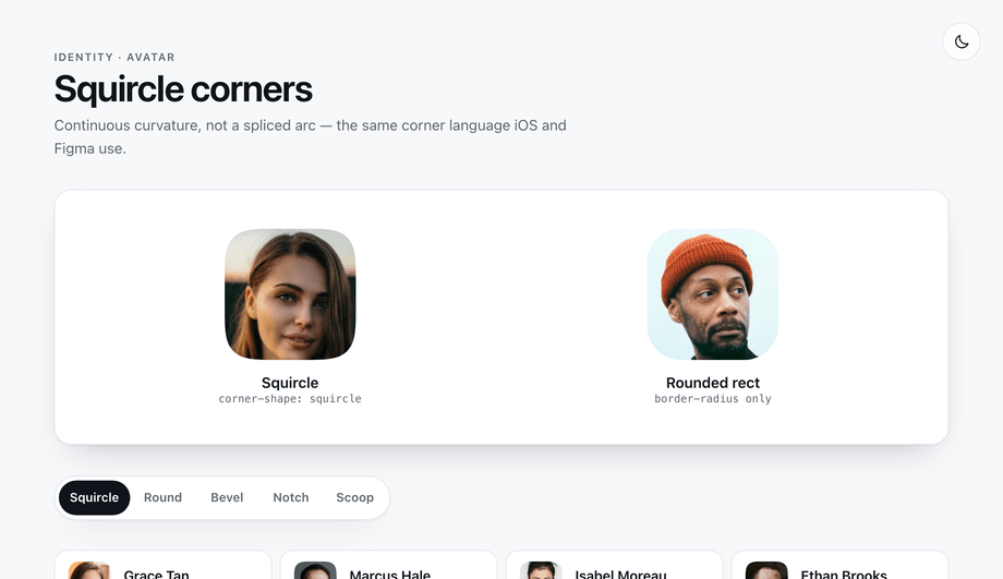 CSS Squircle Avatar — preview