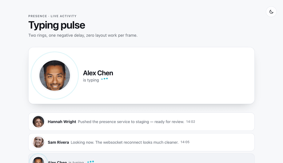 CSS Typing Presence Pulse Avatar — preview
