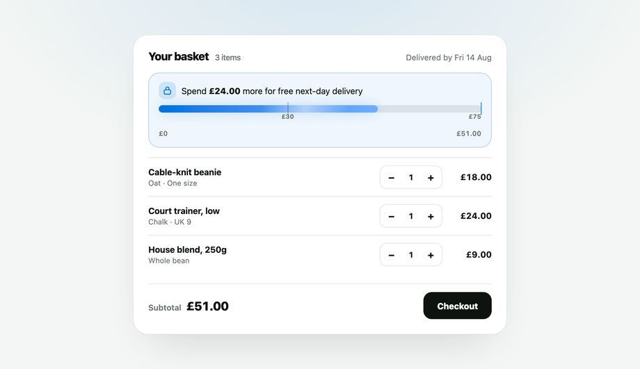 Free Shipping Threshold Progress Bar — preview