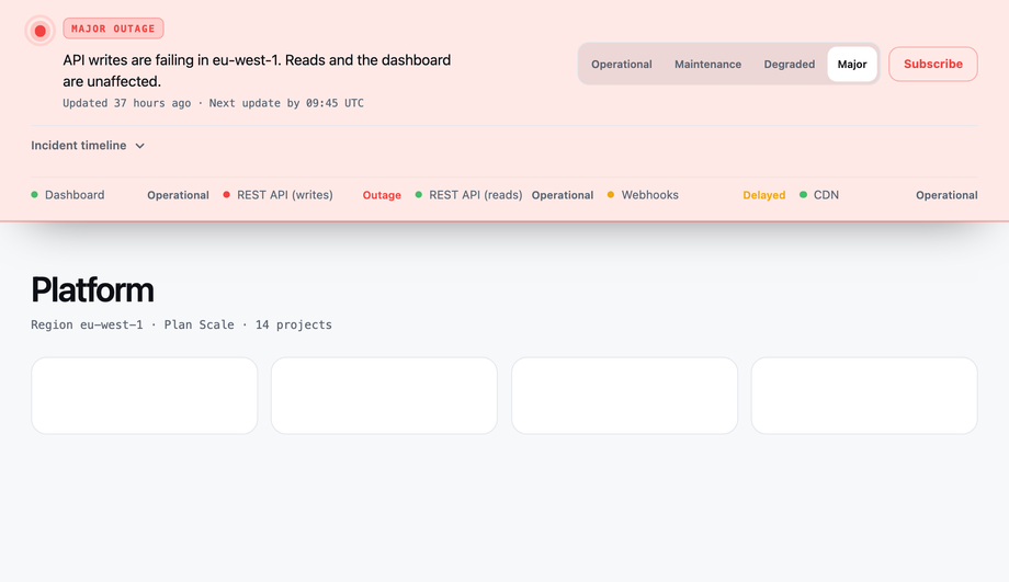Maintenance and Incident Status Bar — preview