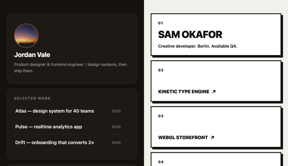 Creative Portfolio Bento Grid — preview