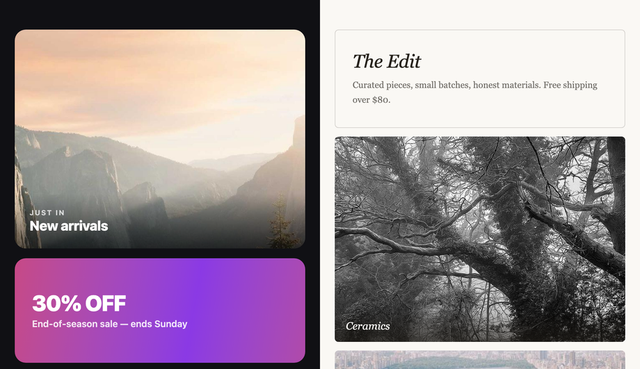 E-commerce Bento Category Hub — preview