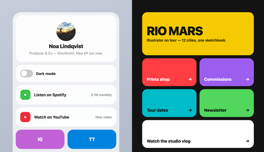 Link-in-Bio Social Hub — preview