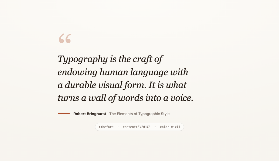 CSS Blockquote with Large Decorative Quotation Marks — preview