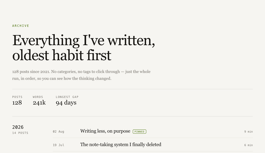 Blog Archive with Year Separators — preview