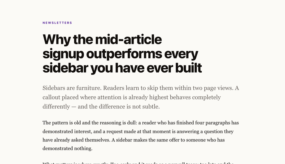 Inline Newsletter Signup Callout — preview