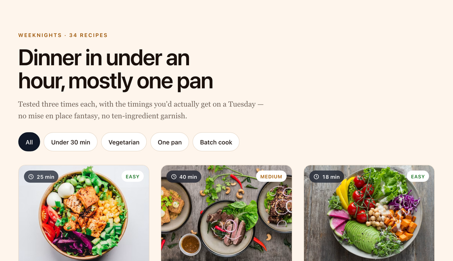 Recipe Blog Card Grid — preview