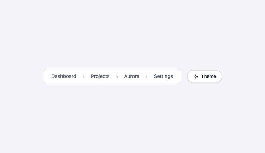Adaptive Light & Dark Mode Breadcrumb Bar with CSS Custom Properties — preview