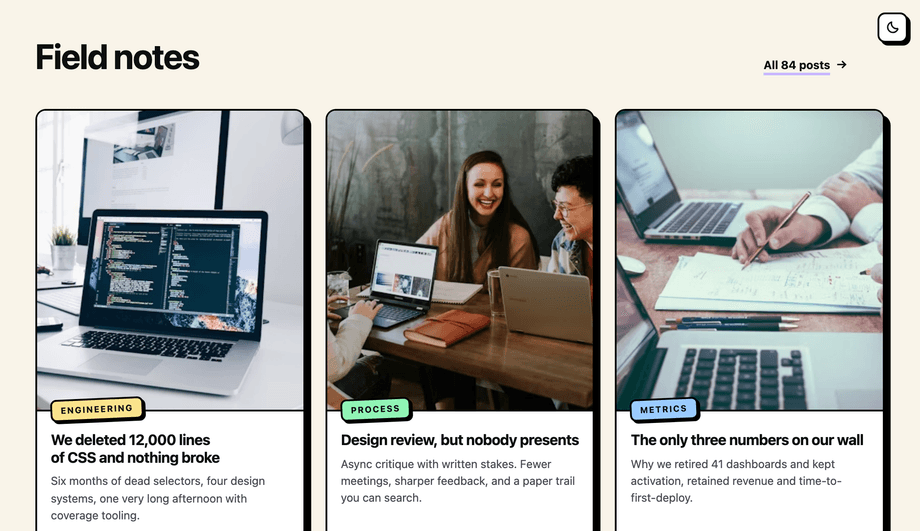 Neubrutalist Blog Card Grid — preview