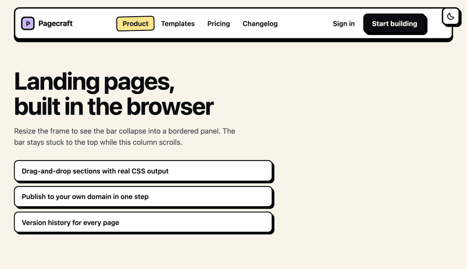 Neubrutalist Navbar with Offset Shadow — preview