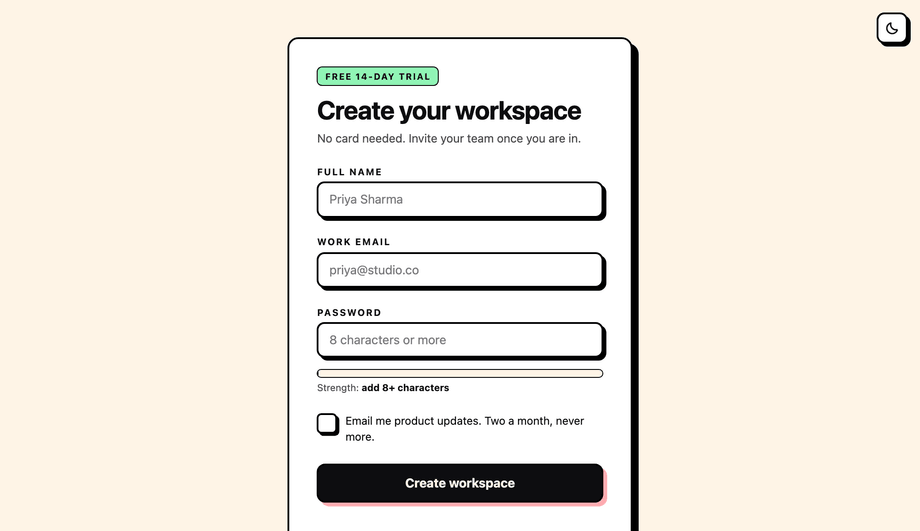 Neubrutalist Signup Form — preview