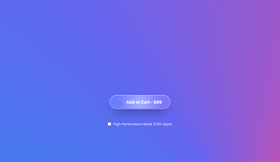 Add-to-Cart Ripple Glass Button — preview