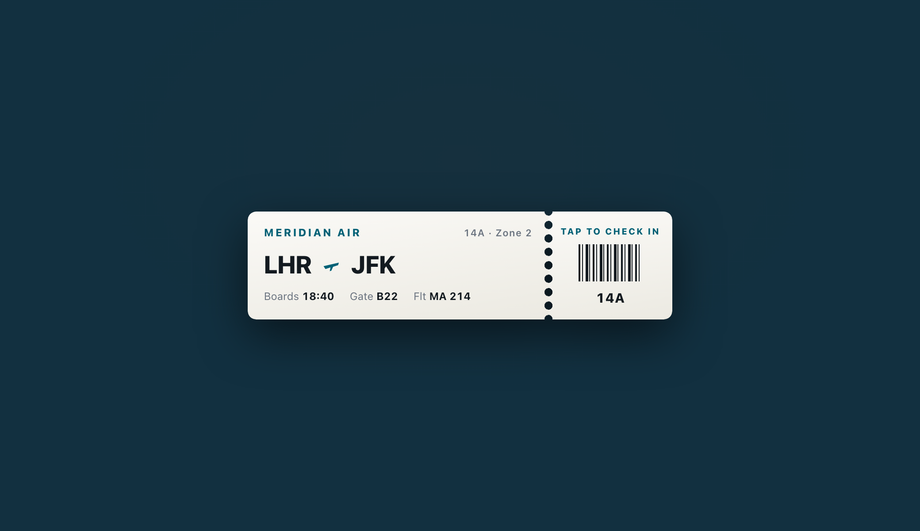CSS Airline Boarding Pass Button — preview