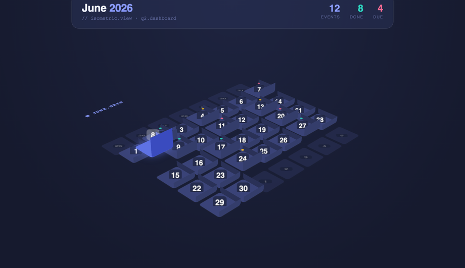 Infinite Isometric Dashboard Calendar View — preview