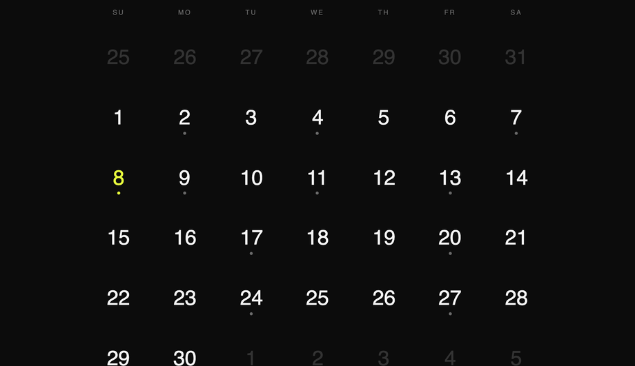 Kinetic Typography Changing Calendar — preview