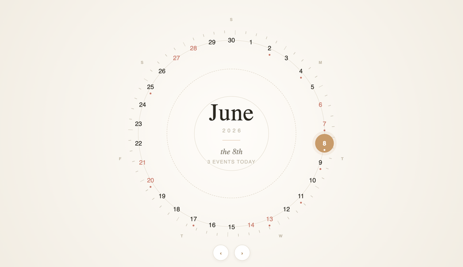 Minimalist Circular / Radial Calendar Layout — preview