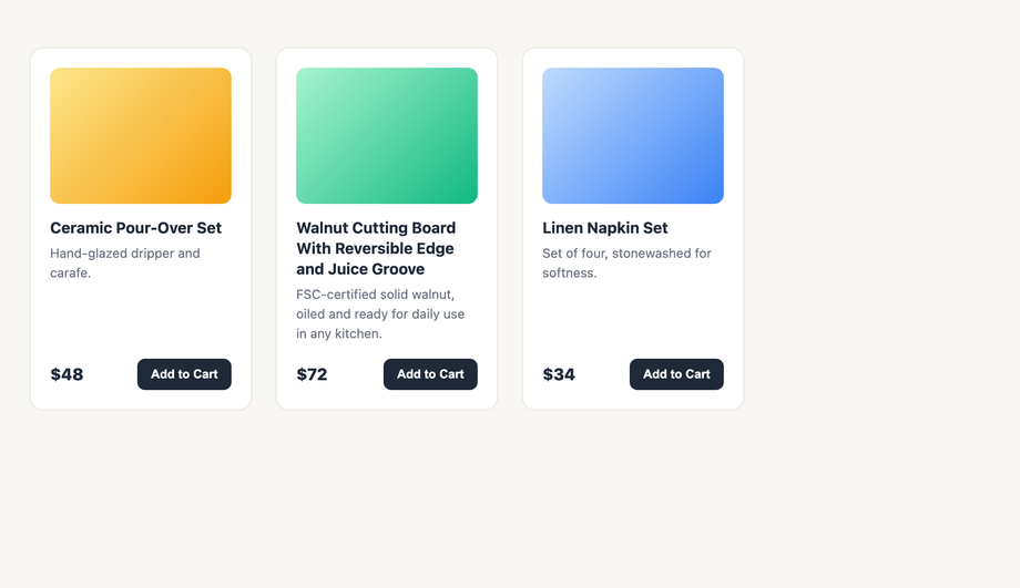 CSS Equal-Height Product Grid — preview