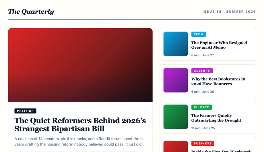 CSS Featured Article Magazine Grid — preview