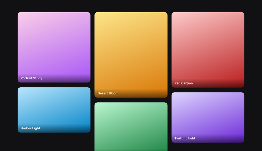 CSS Fluid Masonry Card Grid — preview