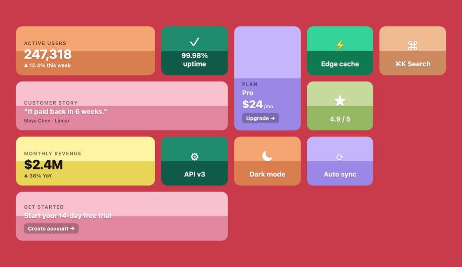 CSS Stratified Bento Grid Layout — preview