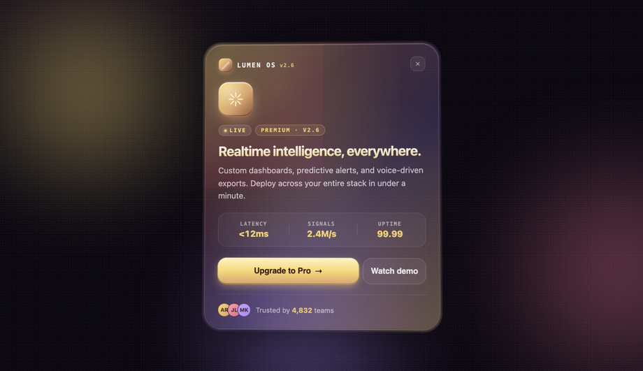 Glassmorphism SaaS Card — preview