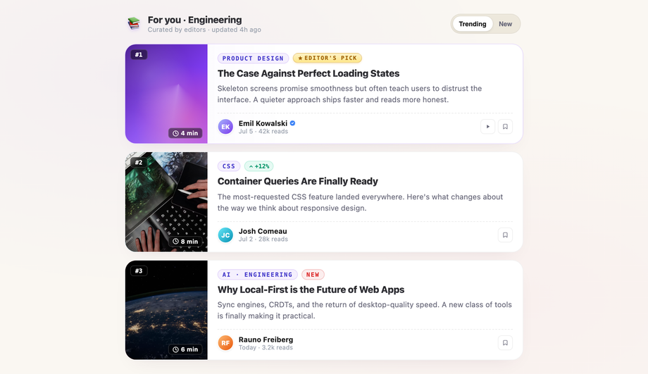 Horizontal Article Card — preview