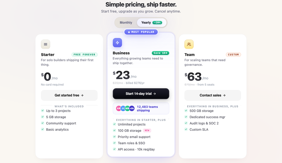 Pricing Tier Card — preview