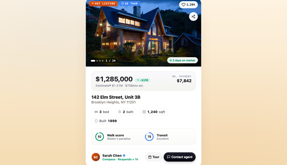 Real Estate Property Card — preview
