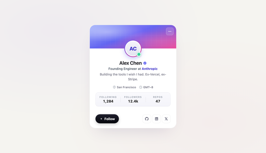 Team Member Profile Card — preview