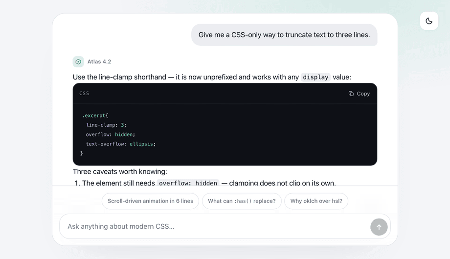 ChatGPT Response Bubble CSS — preview