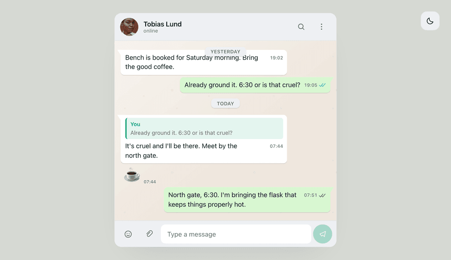 WhatsApp Web Chat Bubble CSS — preview